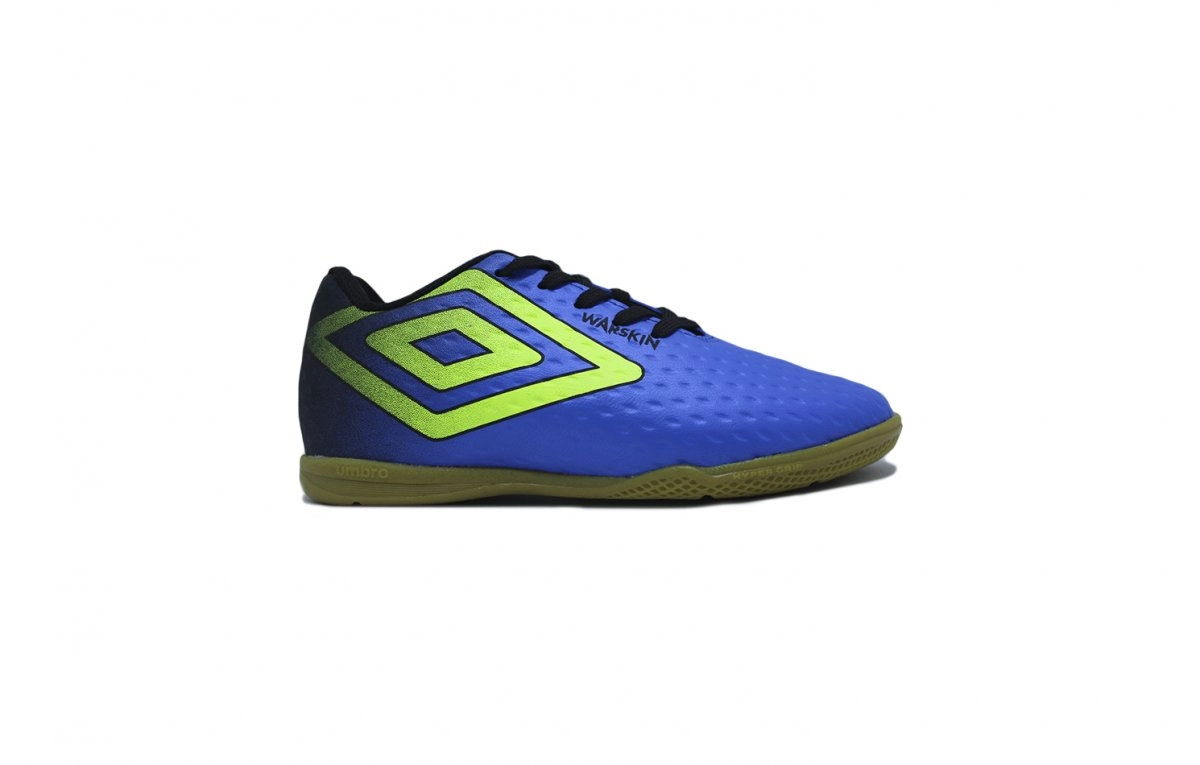 Chuteira futsal Umbro Warskin Jr infantil - unissex - azul e preto