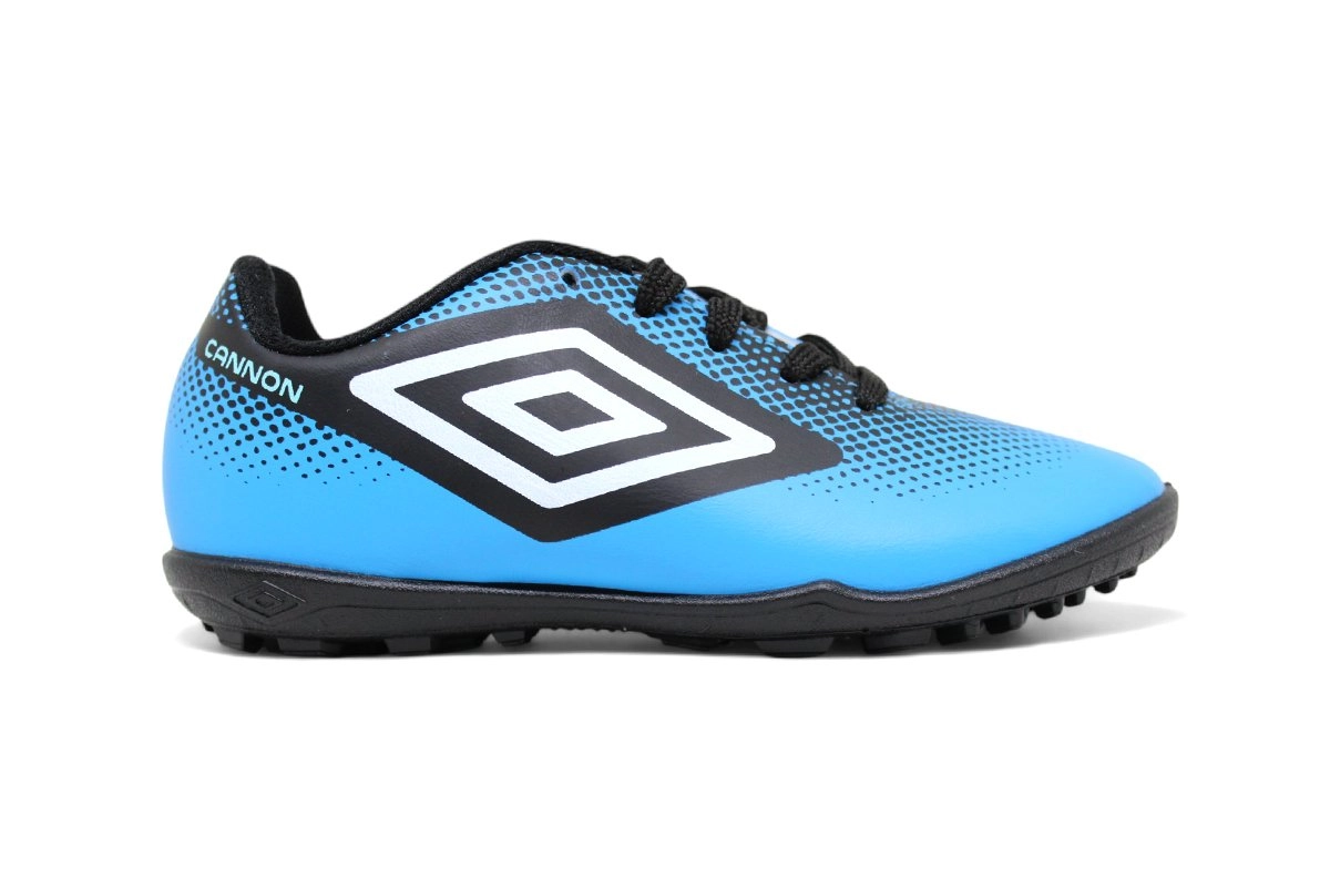 Chuteira Society Umbro Cannon Infantil - unissex - preto e azul