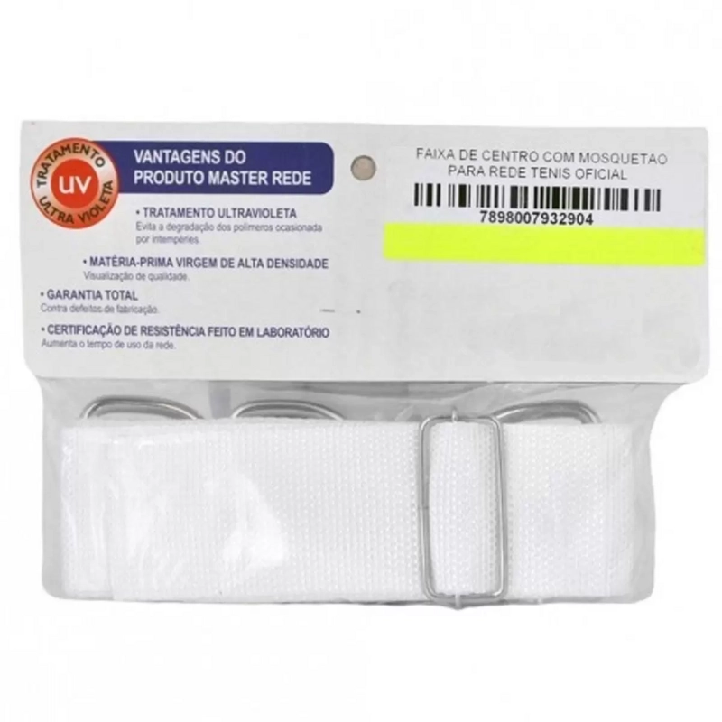 Faixa Central Master Rede Reforcado C/ Mosquetao para rede de tenis - branco
