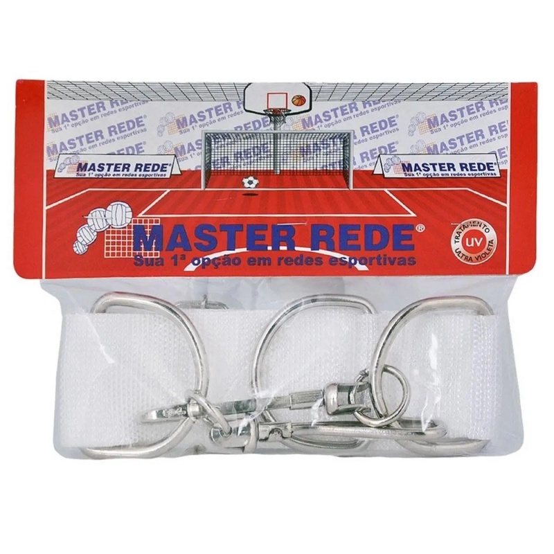 Faixa Central Master Rede Reforcado C/ Mosquetao para rede de tenis - branco