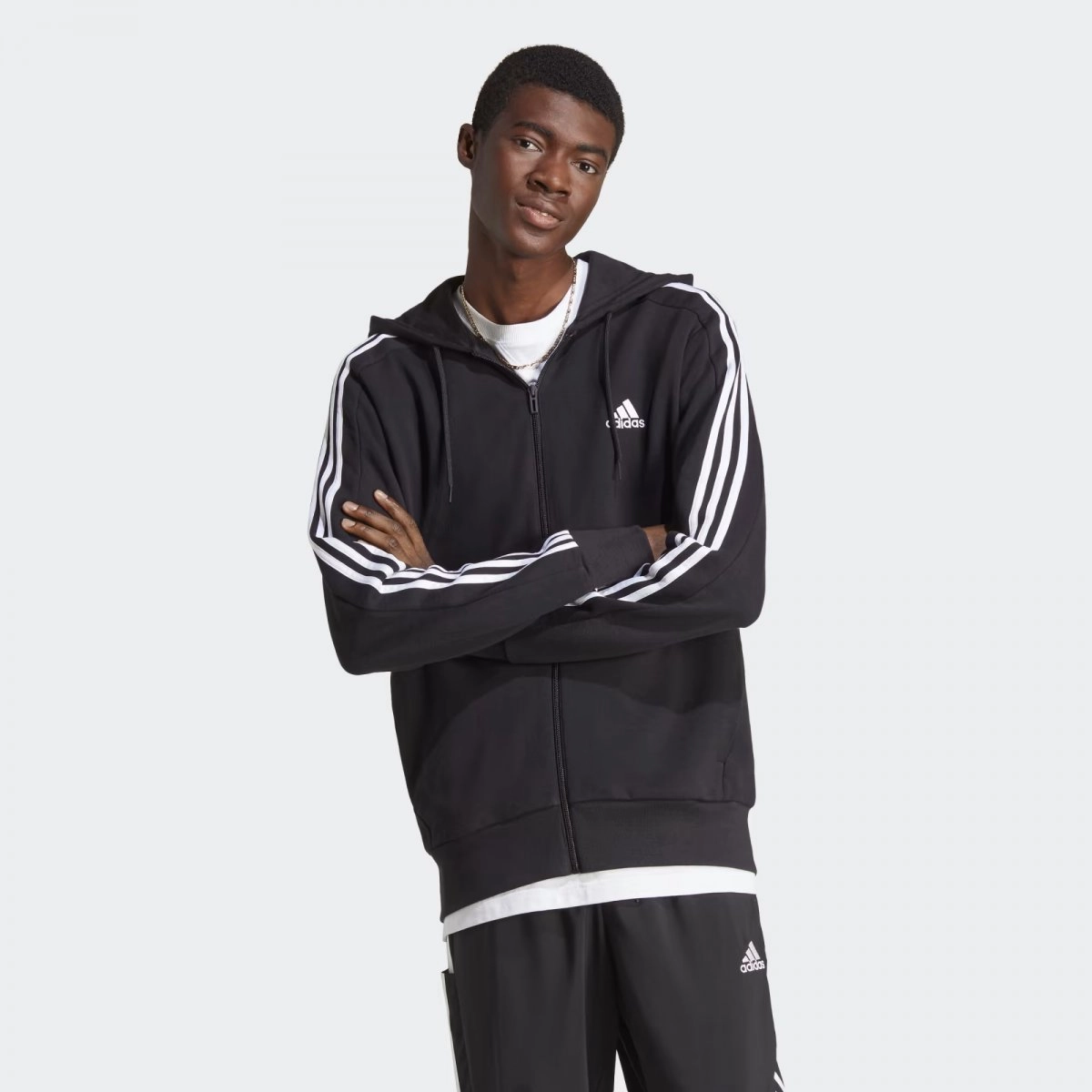 Jaqueta Adidas 3 Stripes - masculino - preto e branco