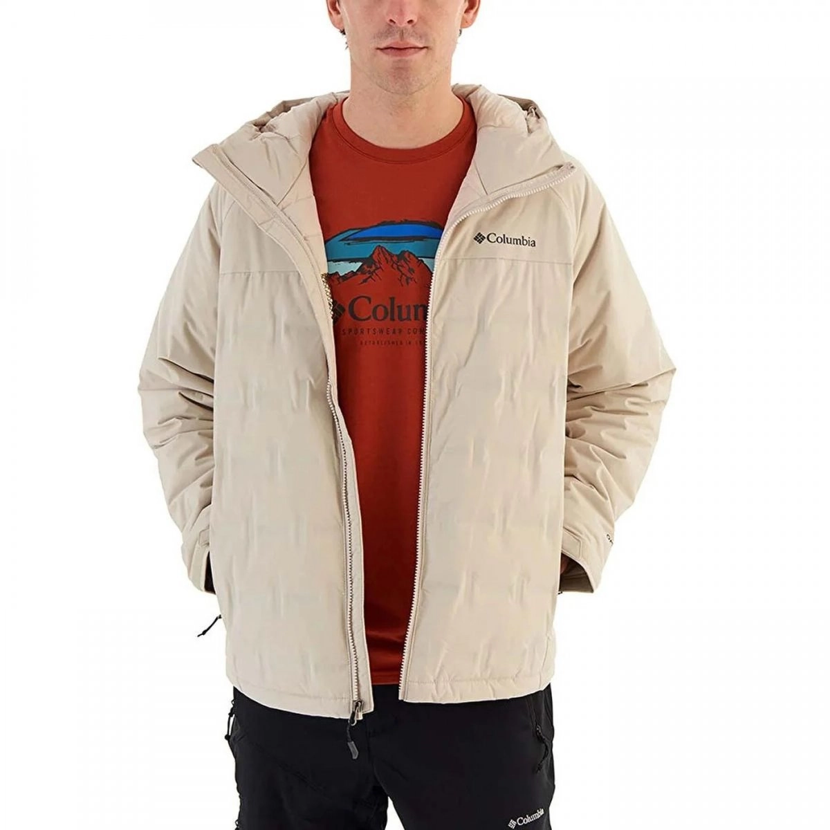 Jaqueta Columbia Grand Trek II Down Hooded - masculino - bege