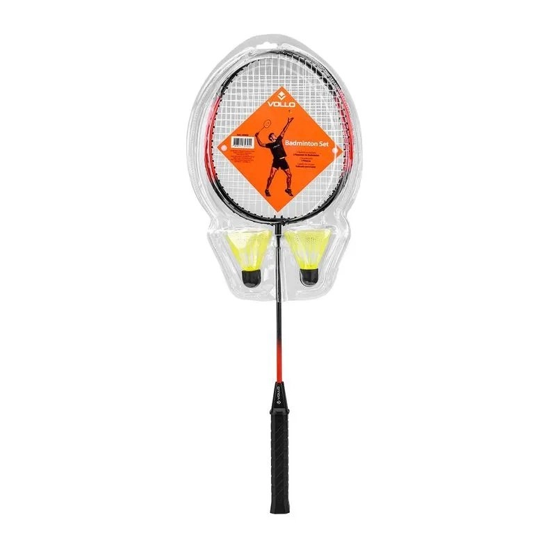 Kit Badminton Vollo 2 Raquetes - unissex - preto e laranja