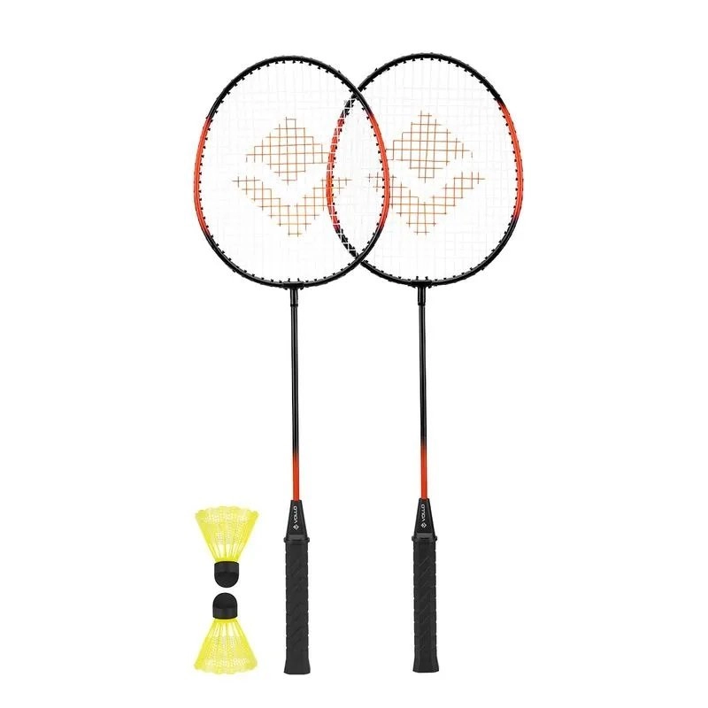 Kit Badminton Vollo 2 Raquetes - unissex - preto e laranja
