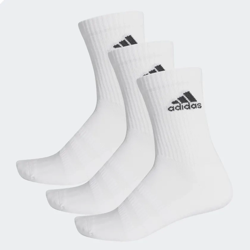 Kit Meia Adidas Cushioned Crew - unissex - branco e preto
