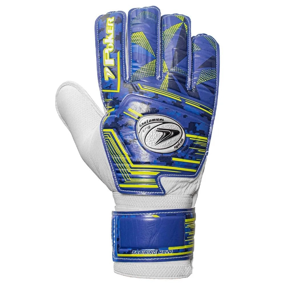 Luva Futebol Poker Training Hold - unissex - azul e preto