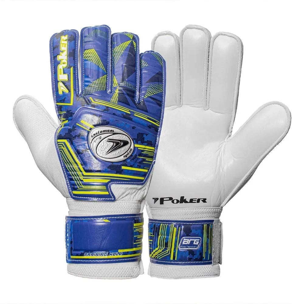 Luva Futebol Poker Training Hold - unissex - azul e preto