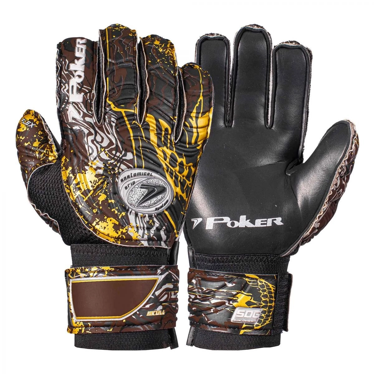 Luva goleiro Poker Multiterreno - unissex - marrom e preto