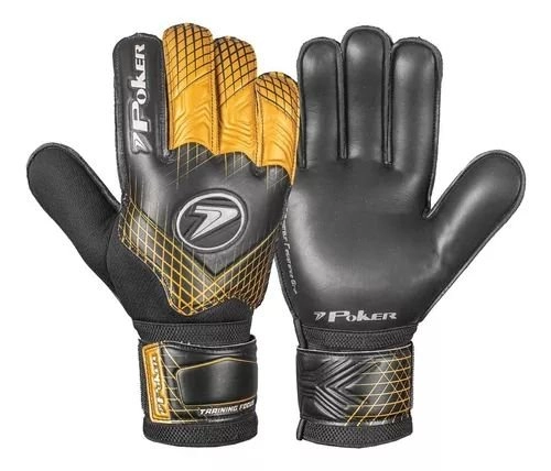 Luva goleiro Poker Training Focus infantil - unissex - preto e dourado
