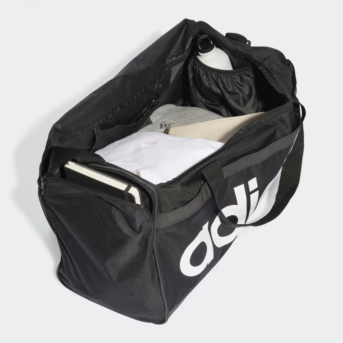 Mala Adidas Duffel Logo Linear - unissex - preto e branco