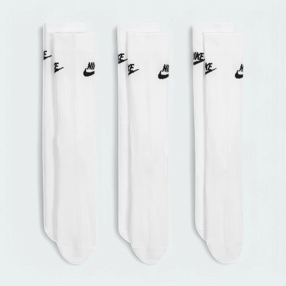 Meias Nike Sportswear Everyday Essential Crew 3 - unissex - branco e preto