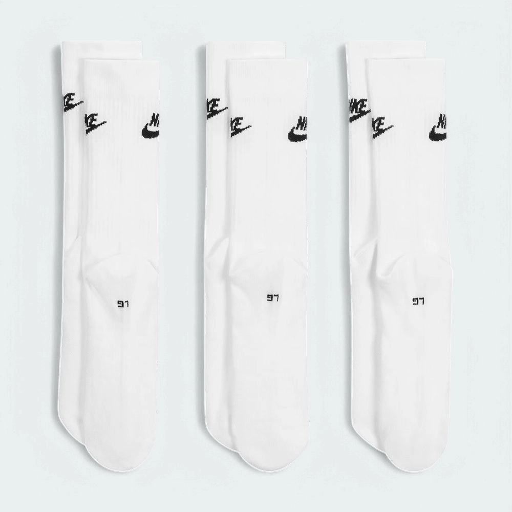Meias Nike Sportswear Everyday Essential Crew 3 - unissex - branco e preto