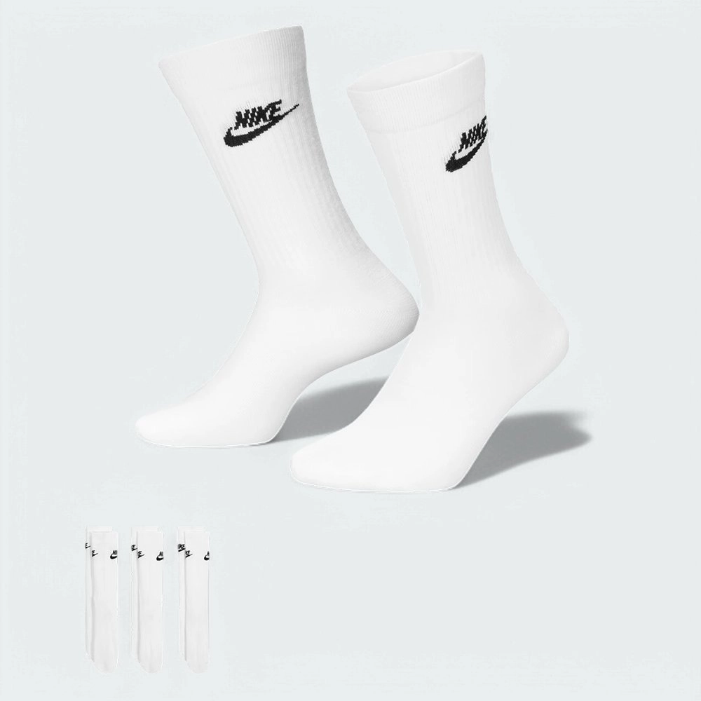 Meias Nike Sportswear Everyday Essential Crew 3 - unissex - branco e preto