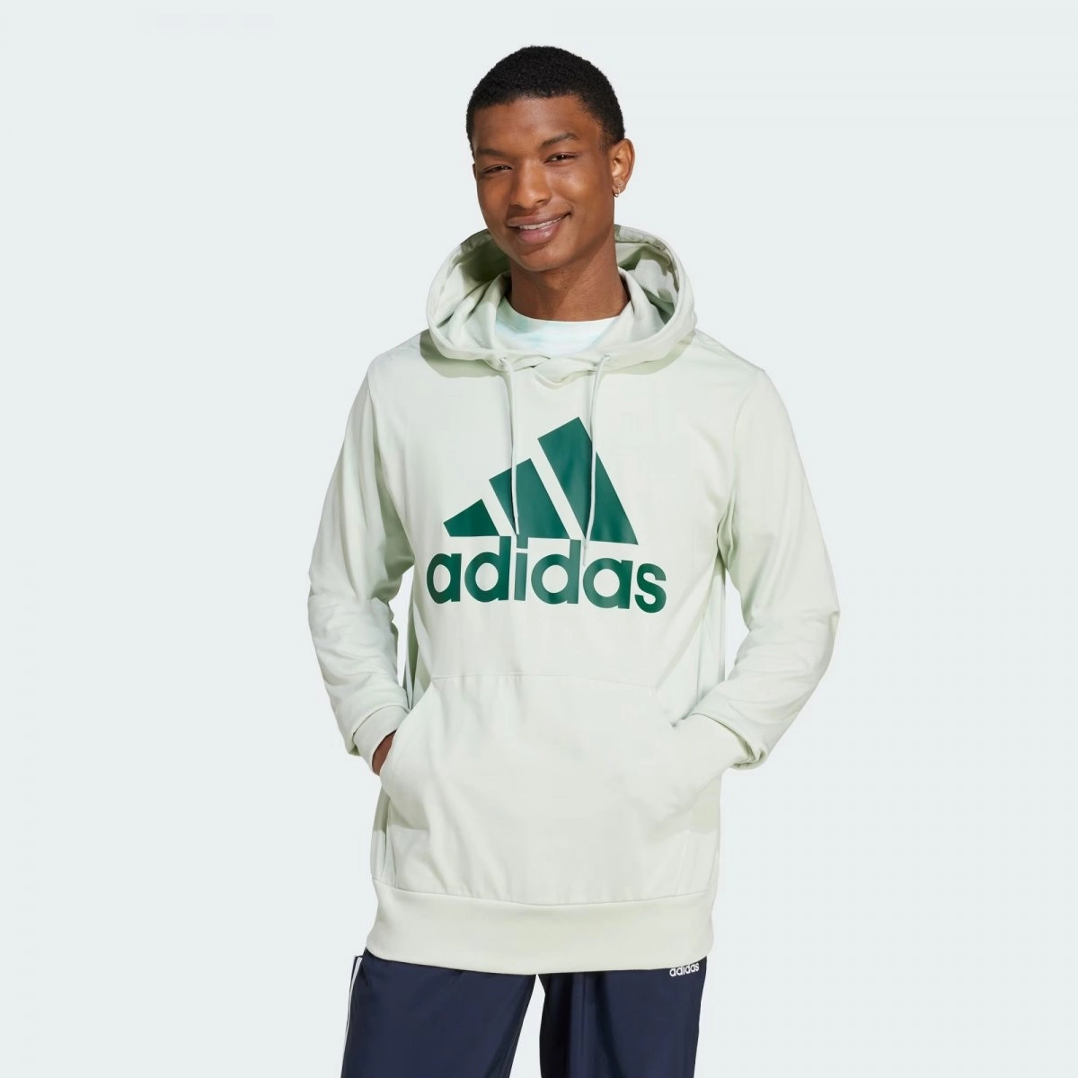 Moletom Adidas Big Logo Com Capuz - masculino - branco e verde claro