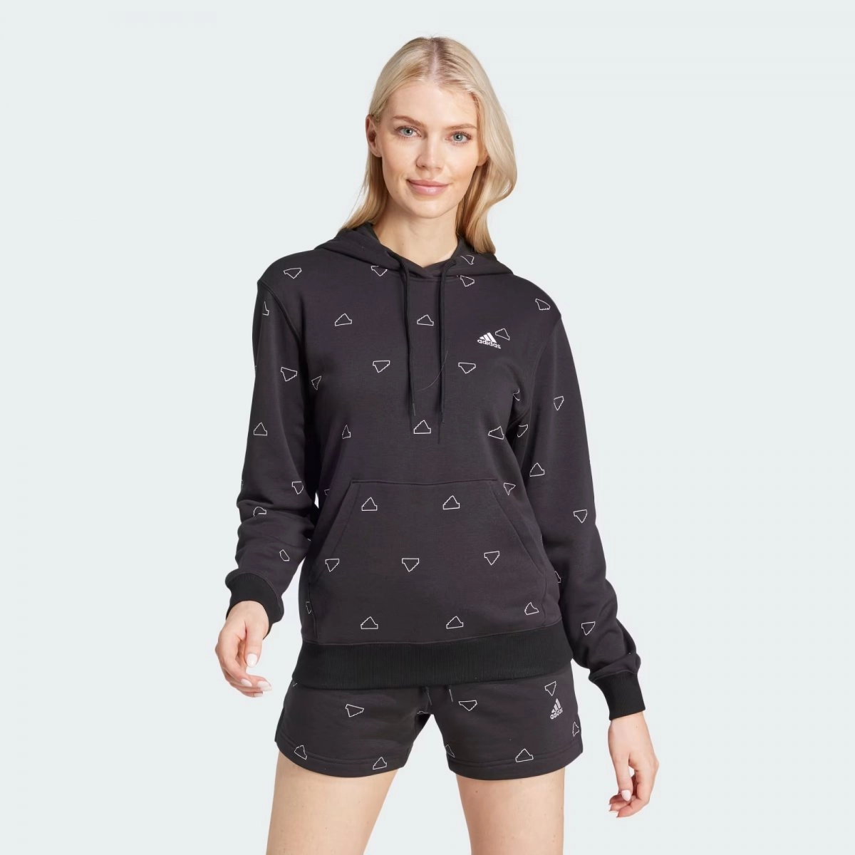 Moletom Adidas Monograma Com Capuz - feminino - preto e branco