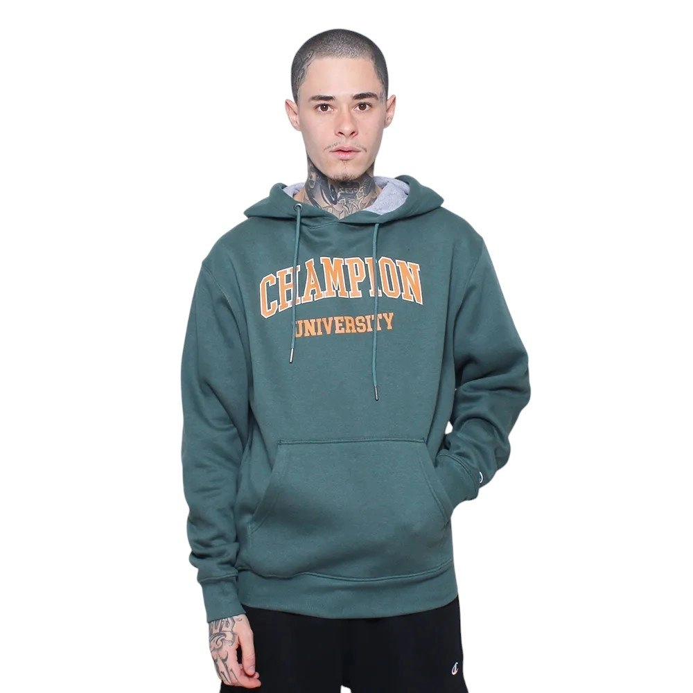 Moletom Champion Canguru College Tecido Grosso - masculino - verde e laranja