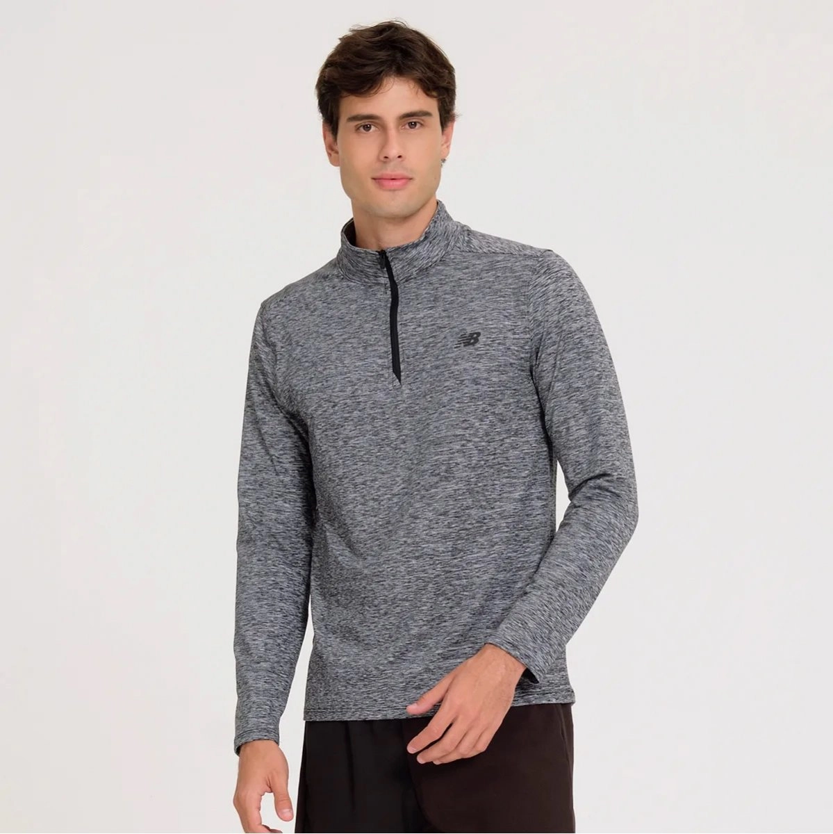 Moletom New Balance 1/2 Ziper Sport Essentials - masculino - mescla
