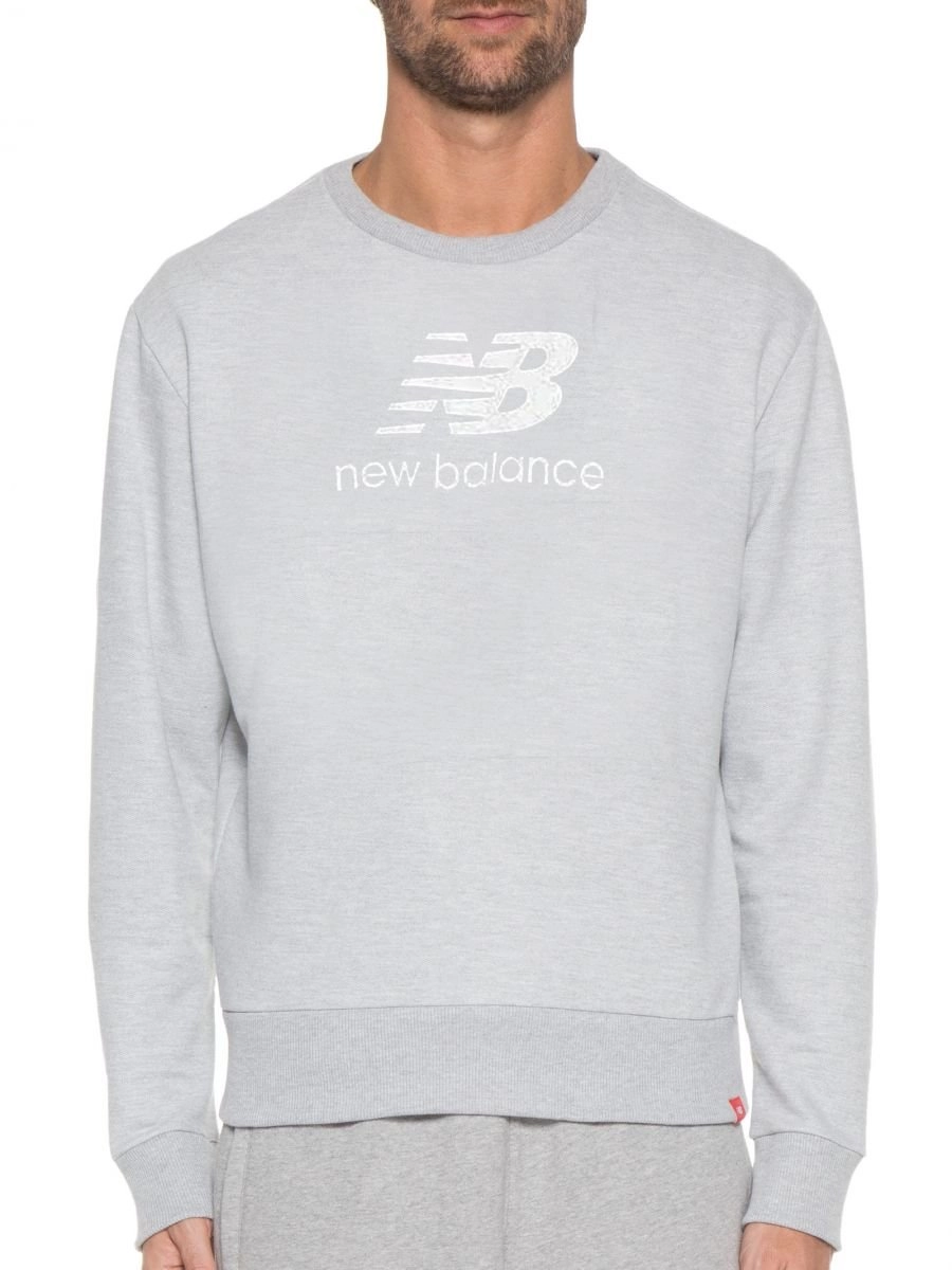 Moletom New Balance Essentials Basic - masculino - cinza e branco