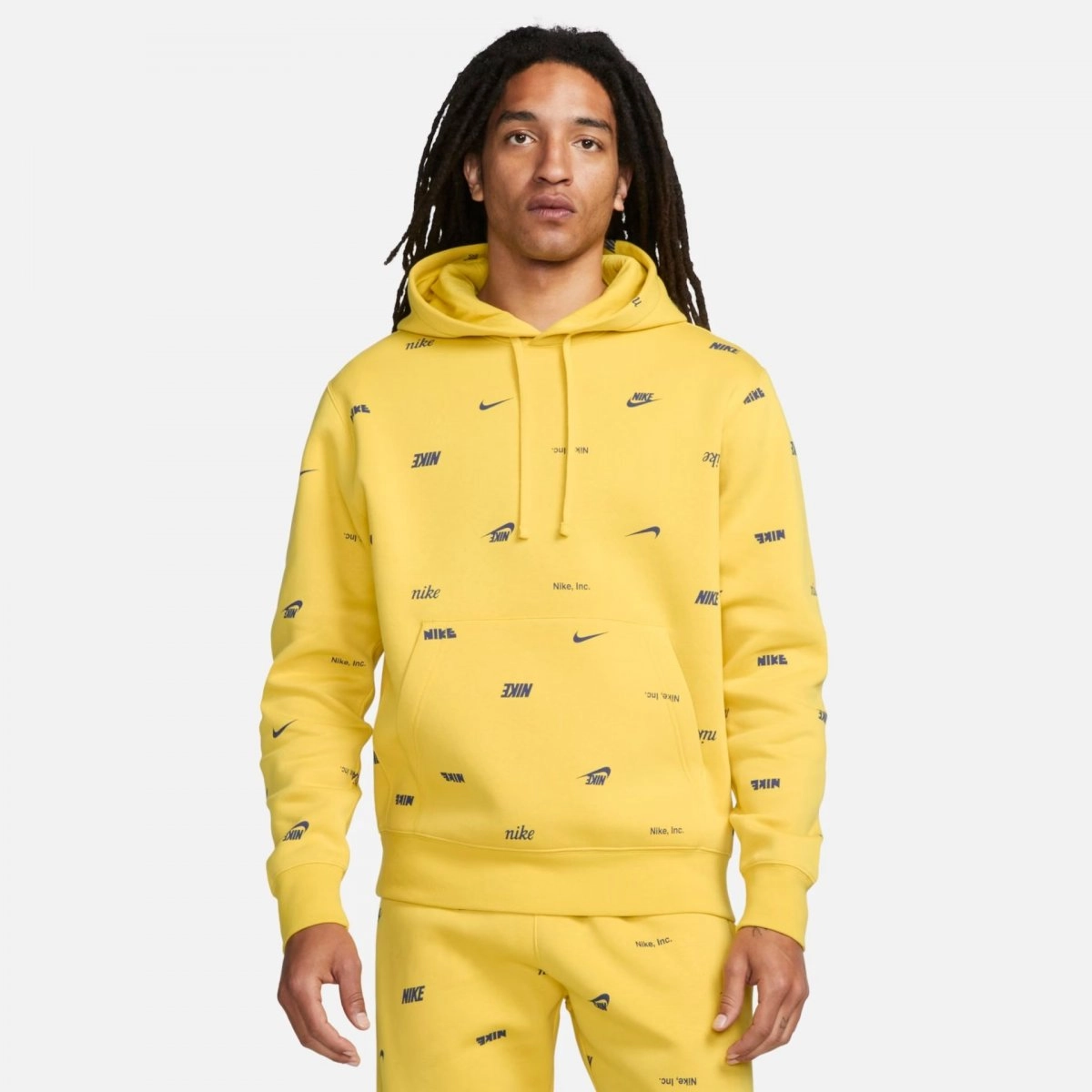 Moletom Nike Club plus Bb Po Hoodie Aop - masculino - amarelo e preto