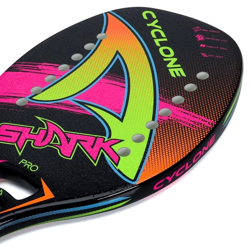 Raquete Beach Tennis Shark Cyclone 2022 - unissex - preto e rosa