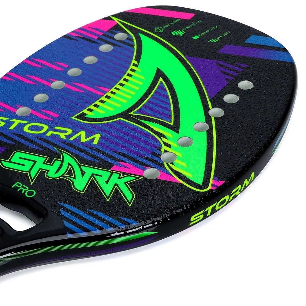 Raquete Beach Tennis Shark Storm 2022 - unissex - preto e azul