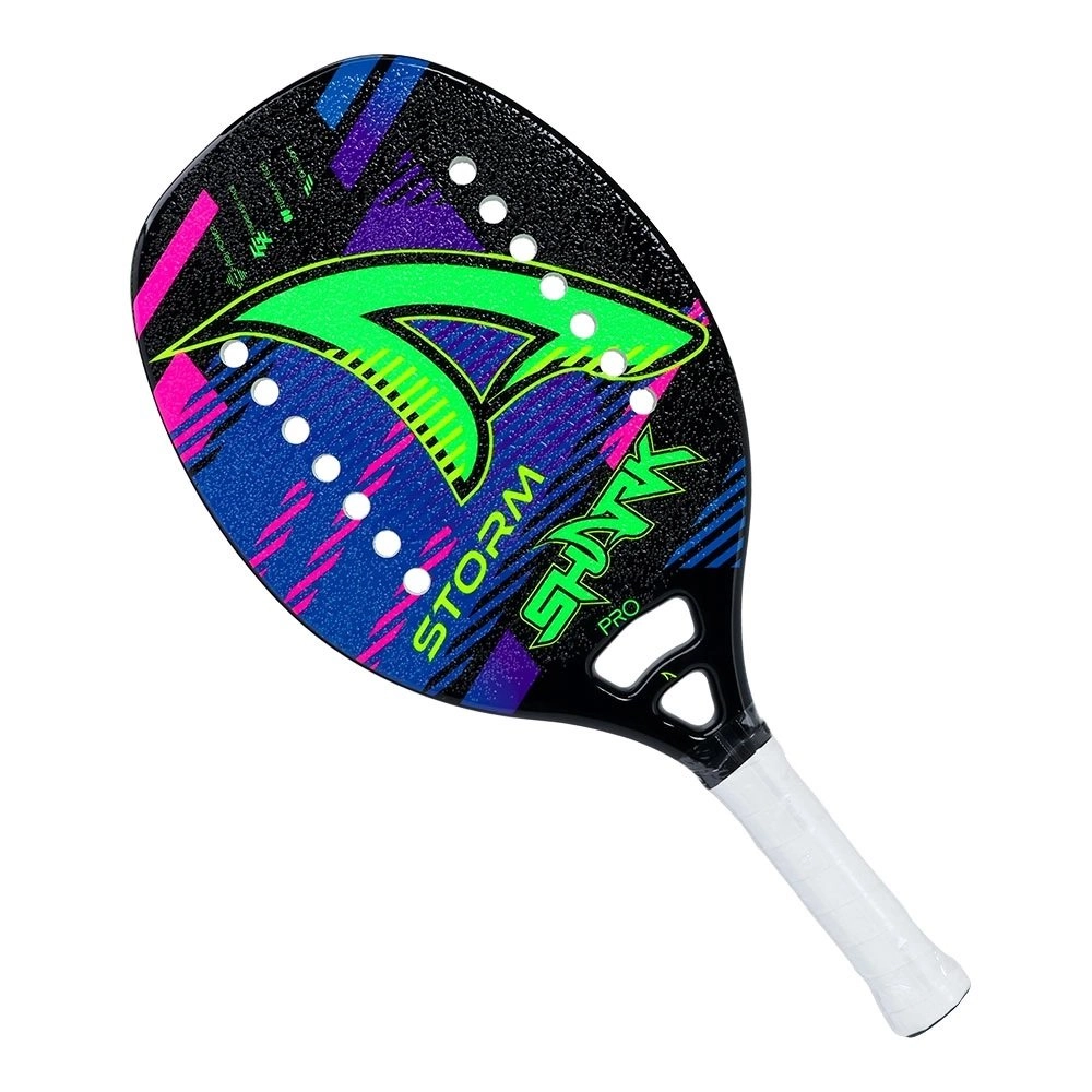 Raquete Beach Tennis Shark Storm 2022 - unissex - preto e azul