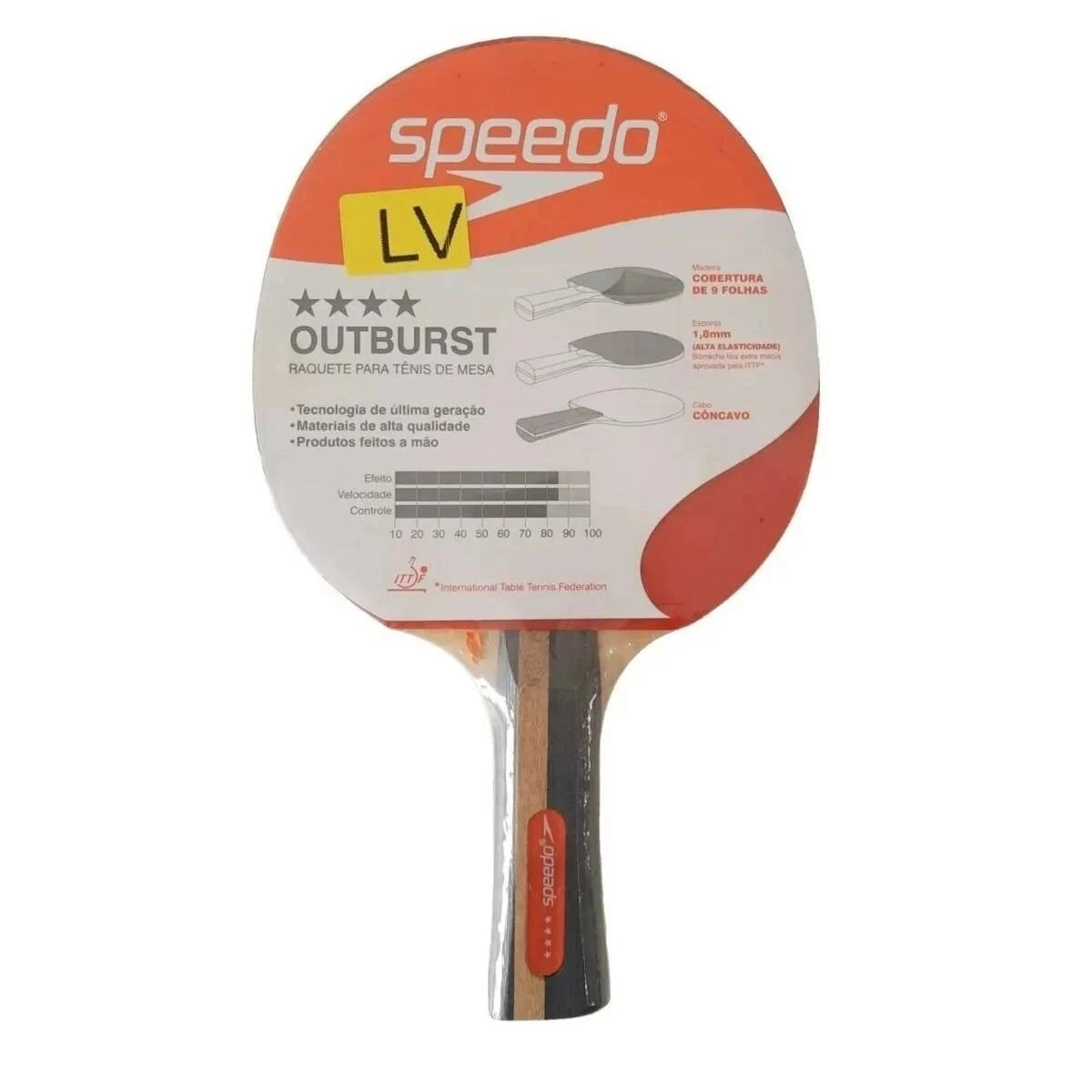 Raquete ping pong Speedo Outburst - unissex - vermelho e preto