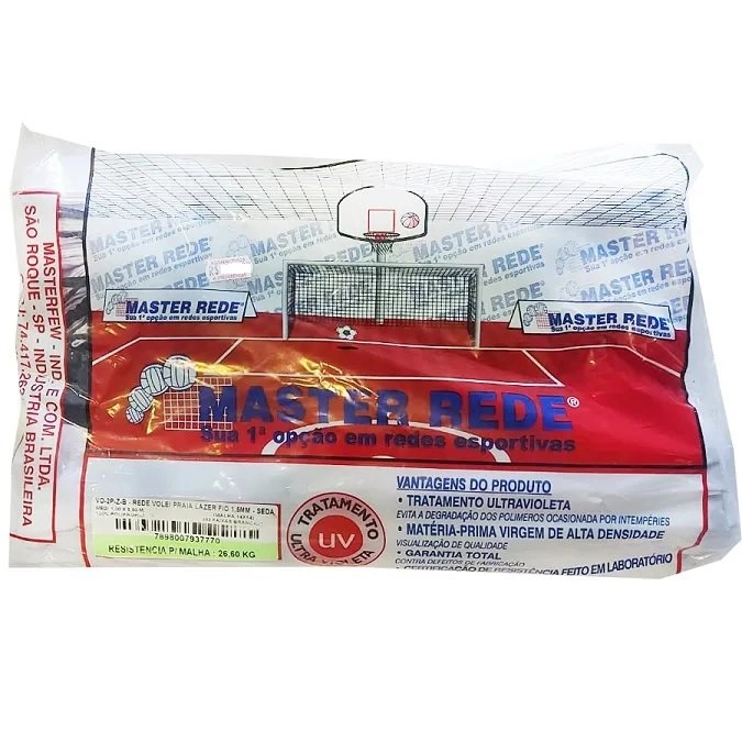 Rede Master Rede Volei De Praia Lazer 14x14 Fio 1,5mm - unissex - preto e branco 