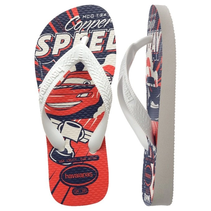Sandalia Havaianas Cars infantil - unissex - branco e vermelho