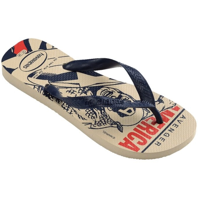 Sandalia Havaianas Marvel Lgmn Fc - unissex - bege e azul