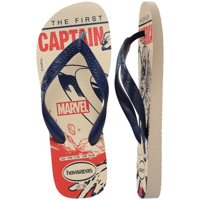 Sandalia Havaianas Marvel Lgmn Fc - unissex - bege e azul