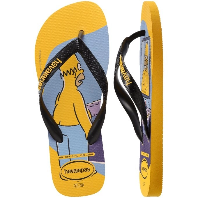 Sandalia Havaianas Simpsons Fc - unissex - amarelo e azul