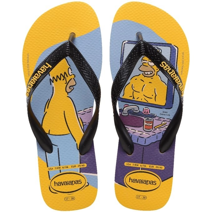 Sandalia Havaianas Simpsons Fc - unissex - amarelo e azul