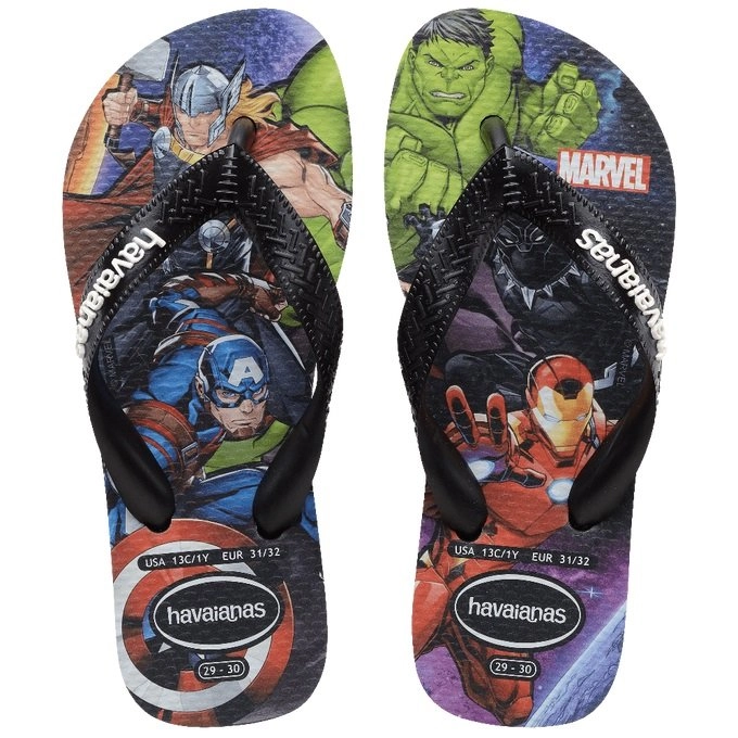 Sandalias Havaianas Marvel Ii Gd infantil - unissex - preto e colorido