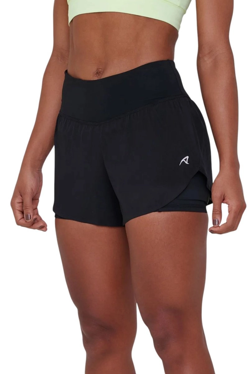 Short Authen Com Bermuda Signature Samba 2 Em 1 - feminino - preto