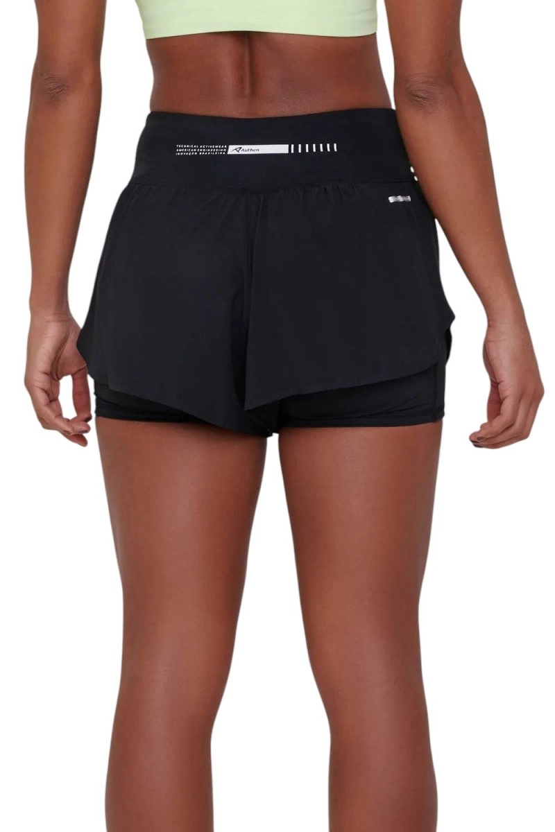 Short Authen Com Bermuda Signature Samba 2 Em 1 - feminino - preto