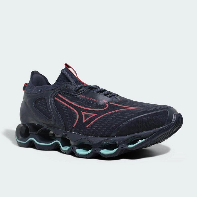 Tenis Mizuno Wave Prophecy 14 - feminino - azul marinho e vermelho