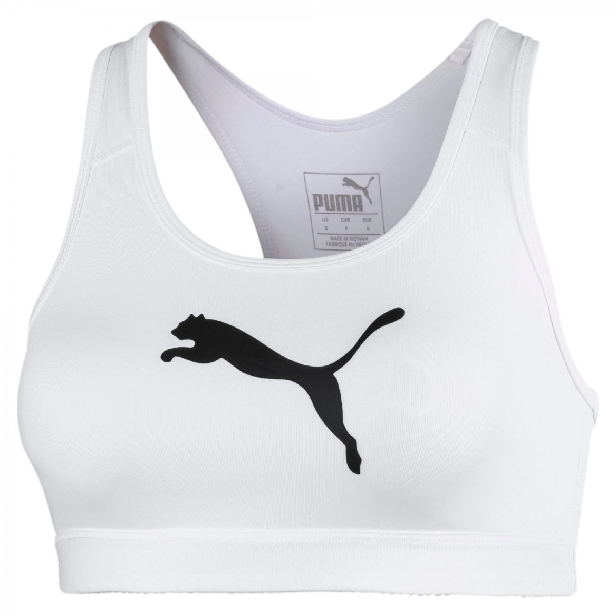 Top Puma Mid Impact Puma Strong Bra - feminino - preto e branco