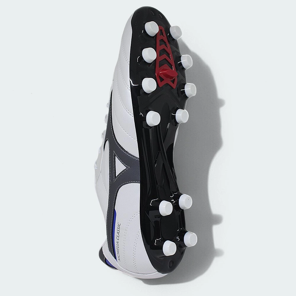 Chuteira Mizuno campo Morelia Classic Md - unissex - branco e azul