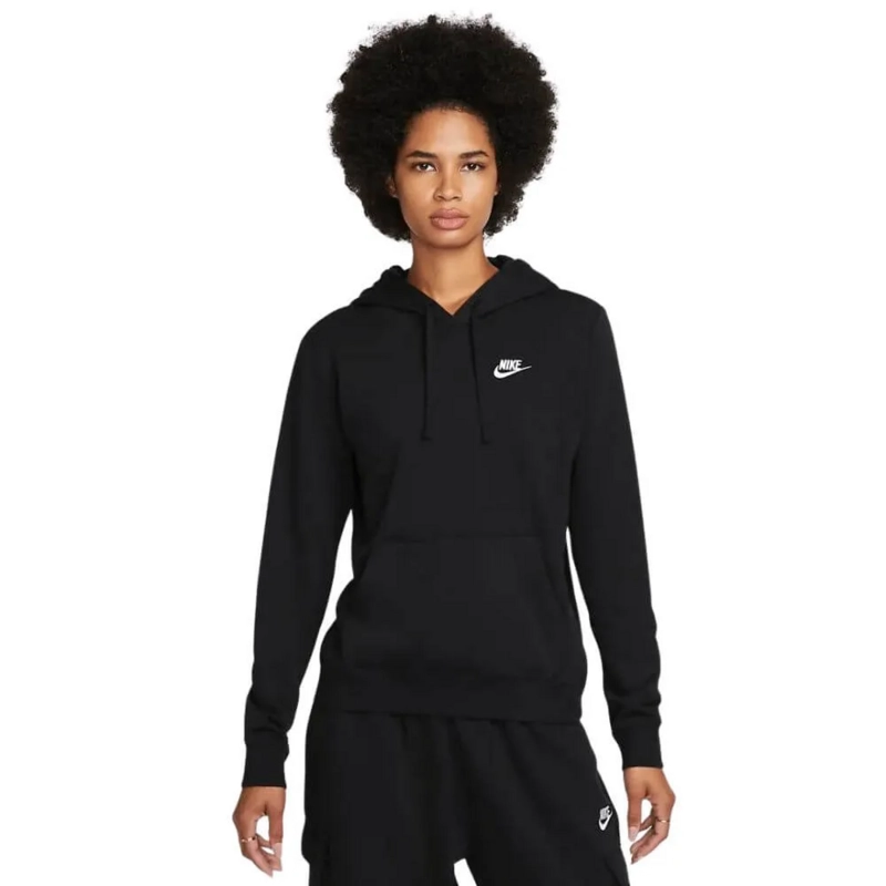 Moletom Nike Nsw Club Flc Std Po Hdy feminino preto e branco