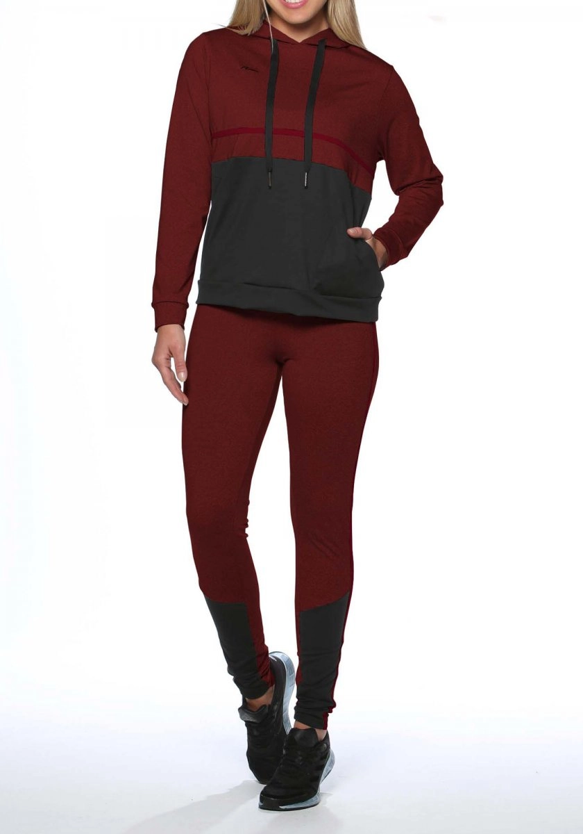 Moletom Run More Thermo Plus feminino vermelho e preto Kenpo