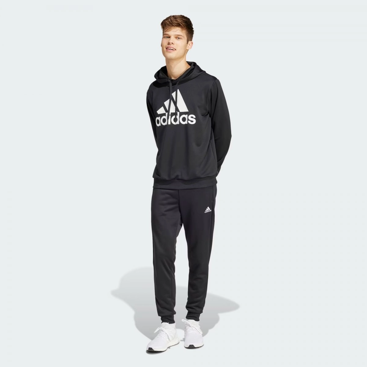 Agasalho Adidas Big Logo Com Capuz - masculino - preto e branco