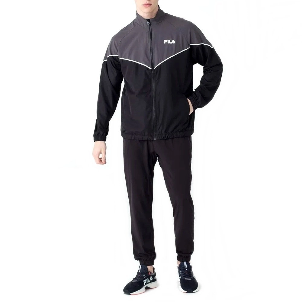 Agasalho Fila Blocks - masculino - preto e cinza