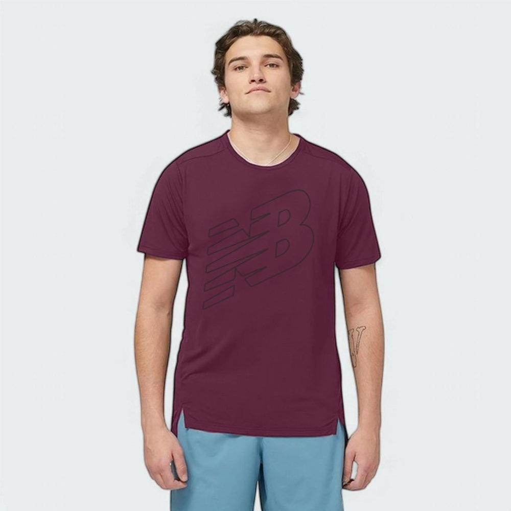 Camiseta New Balance Logo Performance - masculino - bordo