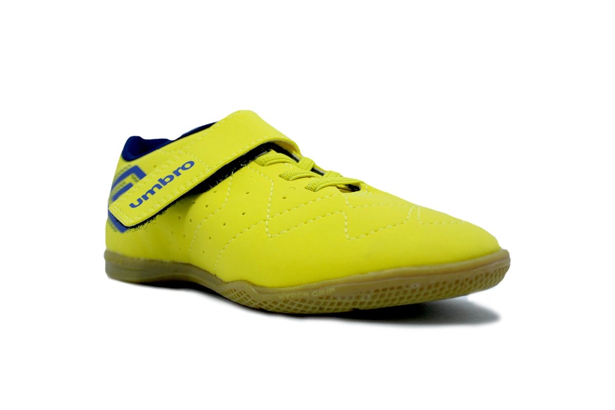 Chuteira futsal/indoor Umbro Neo Striker Kids - unissex - amarelo e azul