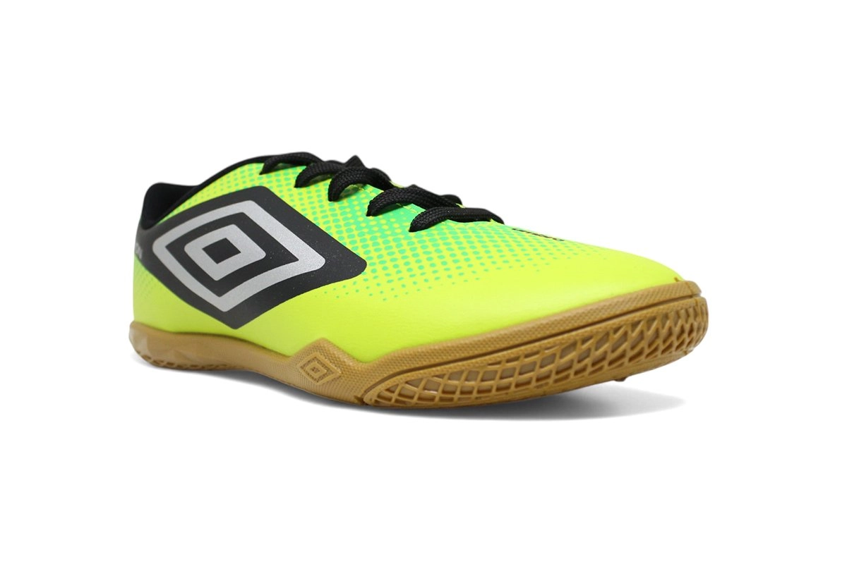 Chuteira Futsal Umbro Cannon Juvenil - unissex - verde e preto