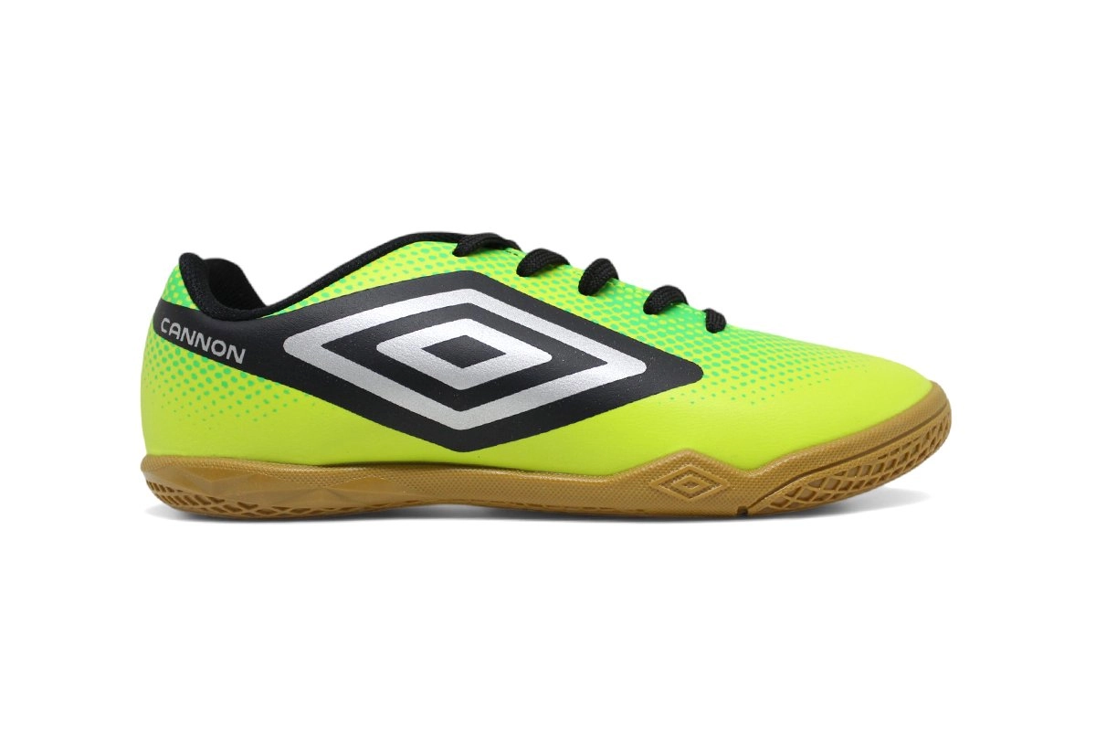 Chuteira Futsal Umbro Cannon Juvenil - unissex - verde e preto