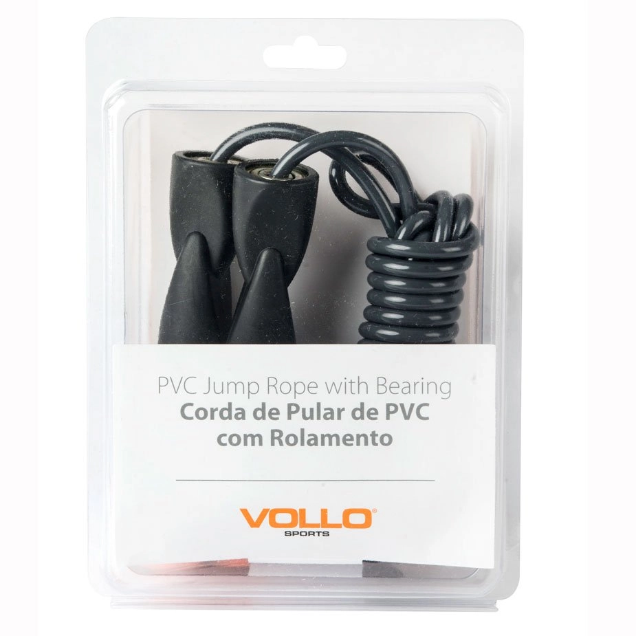 Corda De Pular Vollo Pvc - unissex - preto e laranja