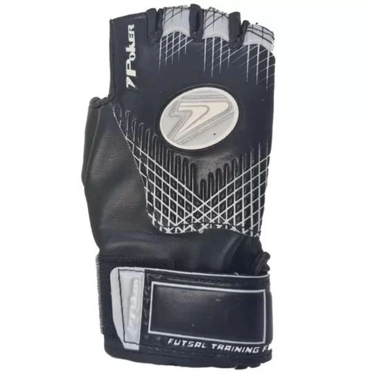 Luva goleiro Poker Training Focus infantil - unissex - preto e prata