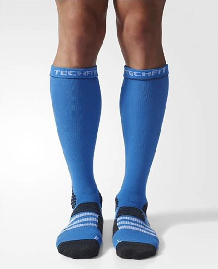 Meia Compressao Adidas Techfit - feminino - azul e preto
